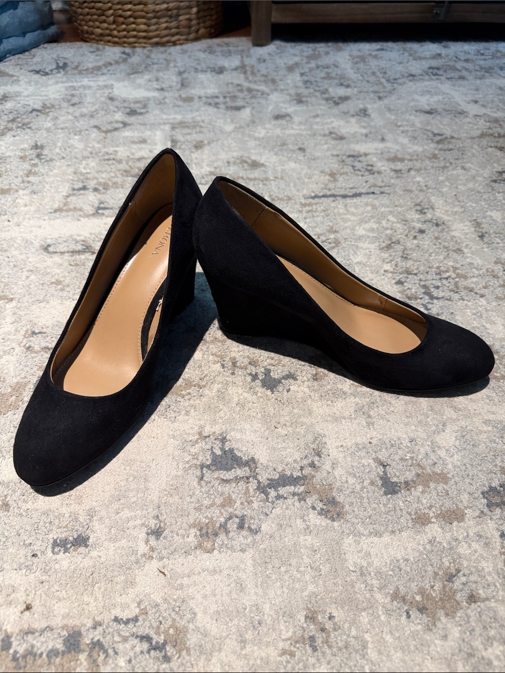 Merona Black Suede Wedge Pumps